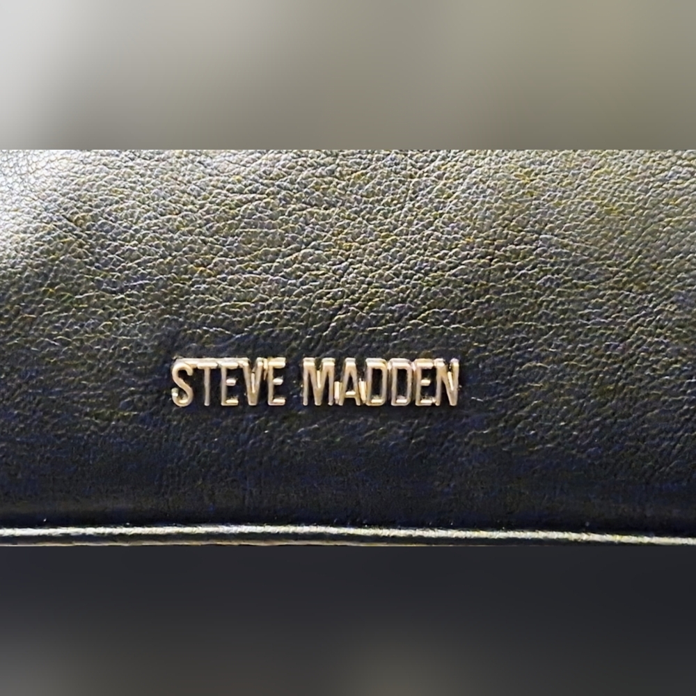 NWT Steve Madden BBRONX Satchel - Black Moto Studded Bag with Chain - Picture 3 of 15